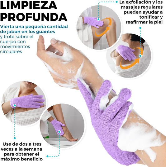 Guantes Exfoliantes Premium - Limpia Profundamente, Renueva la Piel y Elimina Impurezas | Exfolive™