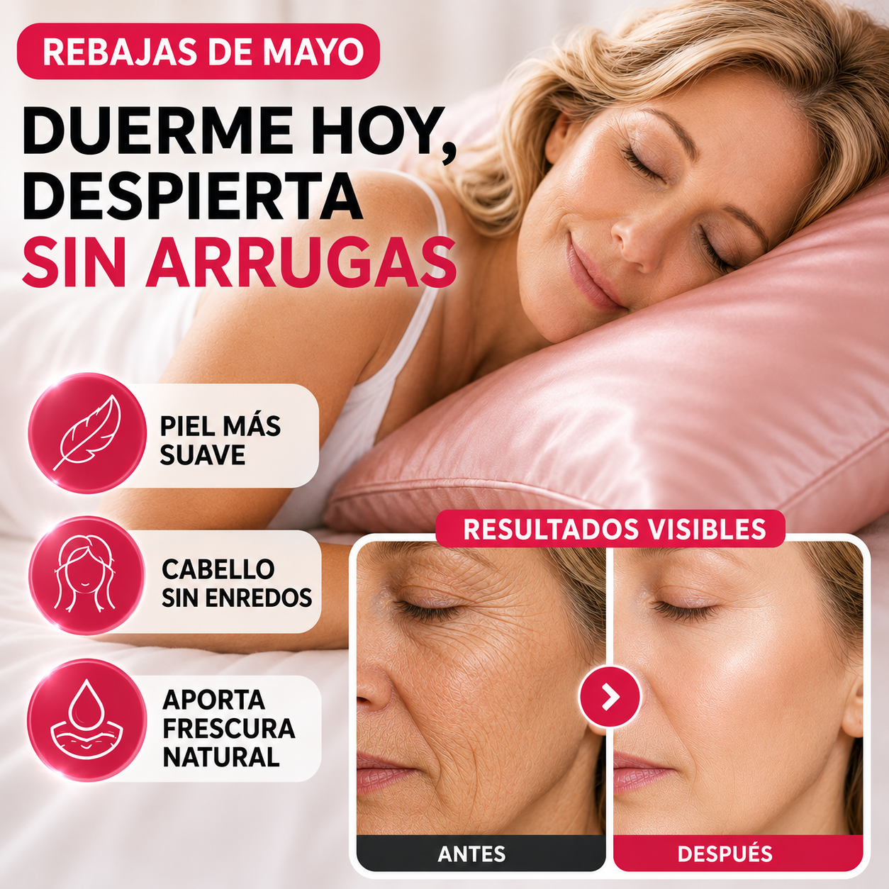Funda de Almohada de Seda Antiarrugas y Desenredante | SedaSleep®