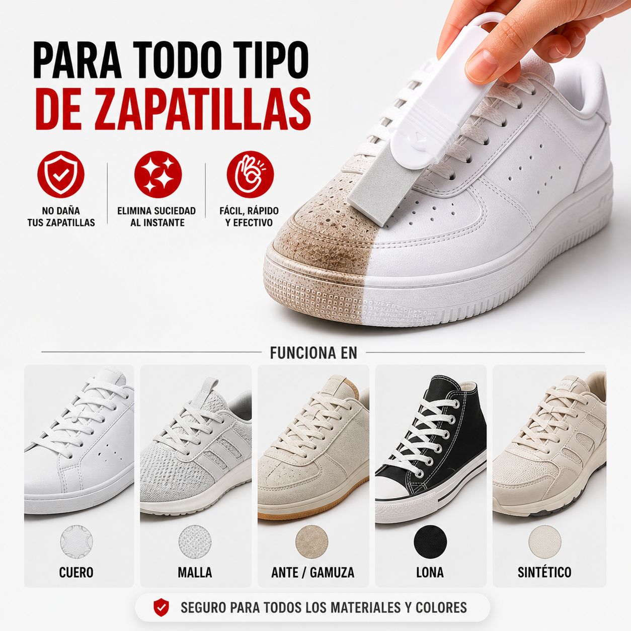 Borrador Limpiador de Zapatillas | Elimina Manchas y Suciedad Incrustada sin Productos | SpotFix™